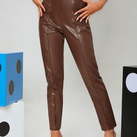 SHEIN brown faux leather pants - Picture 7 of 8
